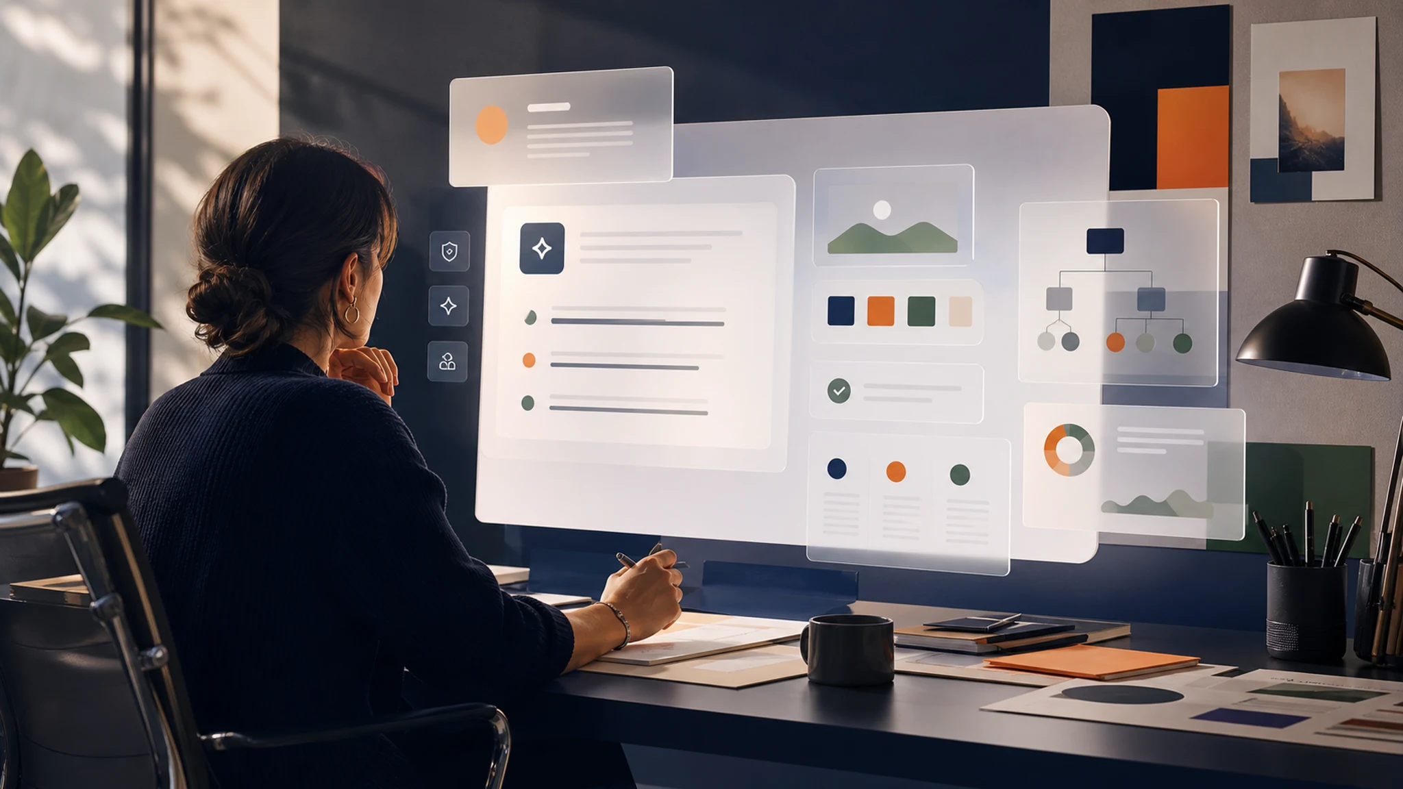 Estratega revisando respuestas generadas por inteligencia artificial para optimizar la presencia de una marca con Generative Engine Optimization.