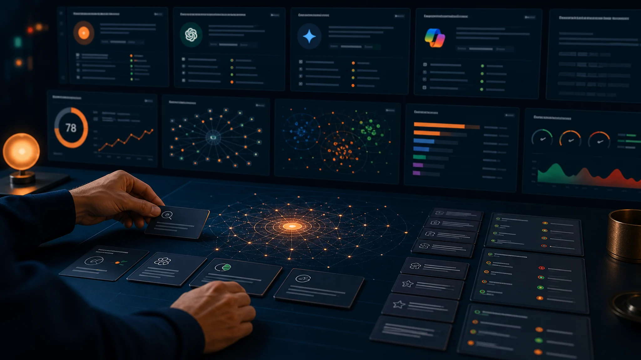Dashboard comparando herramientas para medir visibilidad de marca en respuestas de IA, citaciones, prompts y competidores.