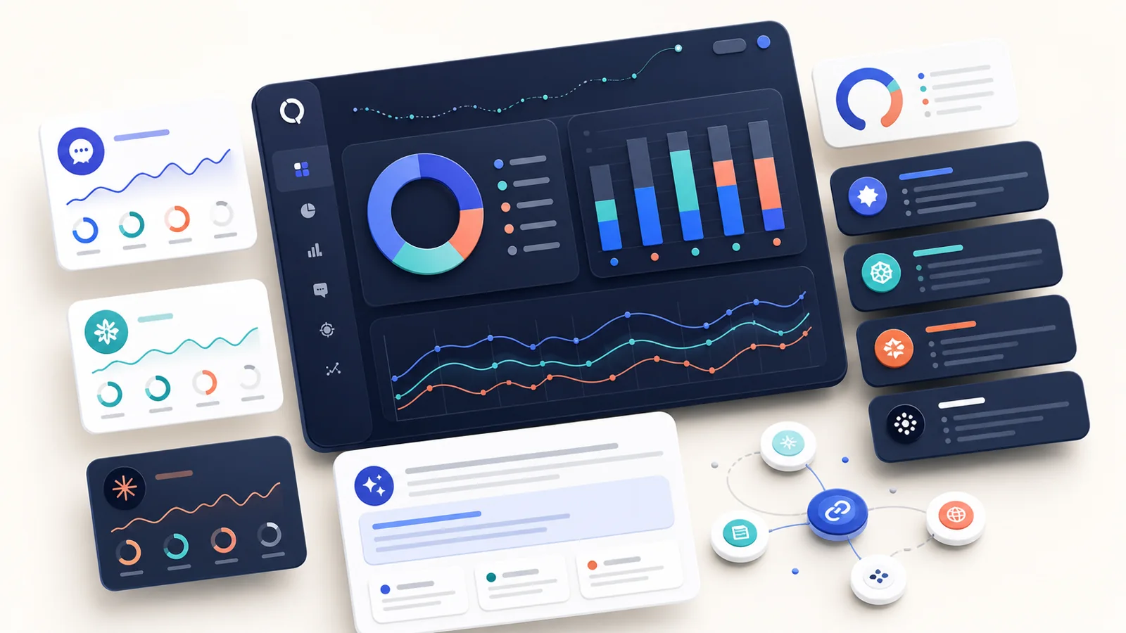 Dashboard de share of voice en motores de IA con menciones de marca, citas, competidores y fuentes de respuesta.