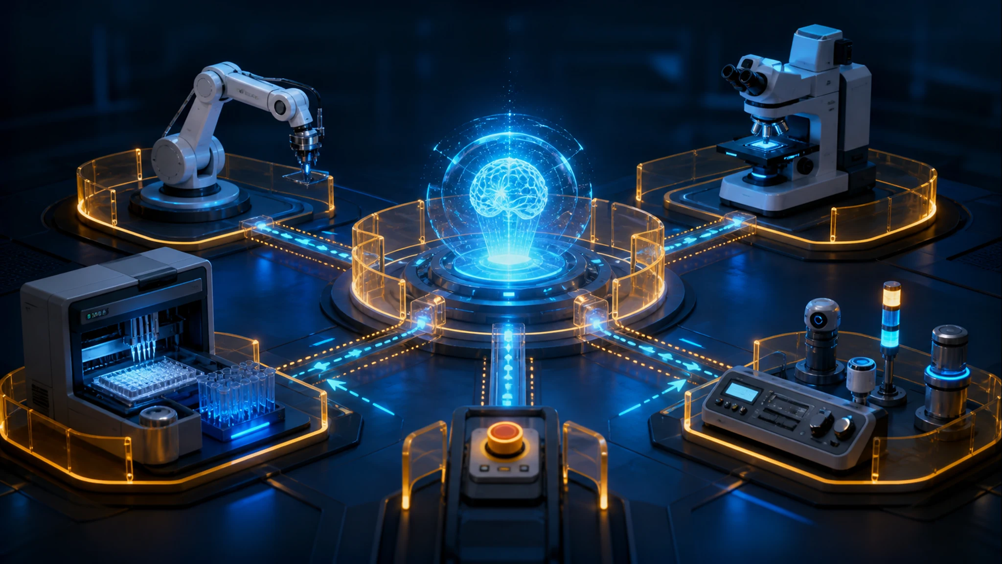 Sistema de IA coordina instrumentos físicos con barreras y controles de seguridad.